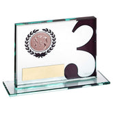 JADE GLASS PLAQUE WITH MULTI ATHLETICS INSERT AND PLATE BRONZE 3RD - 3.25 x 4in